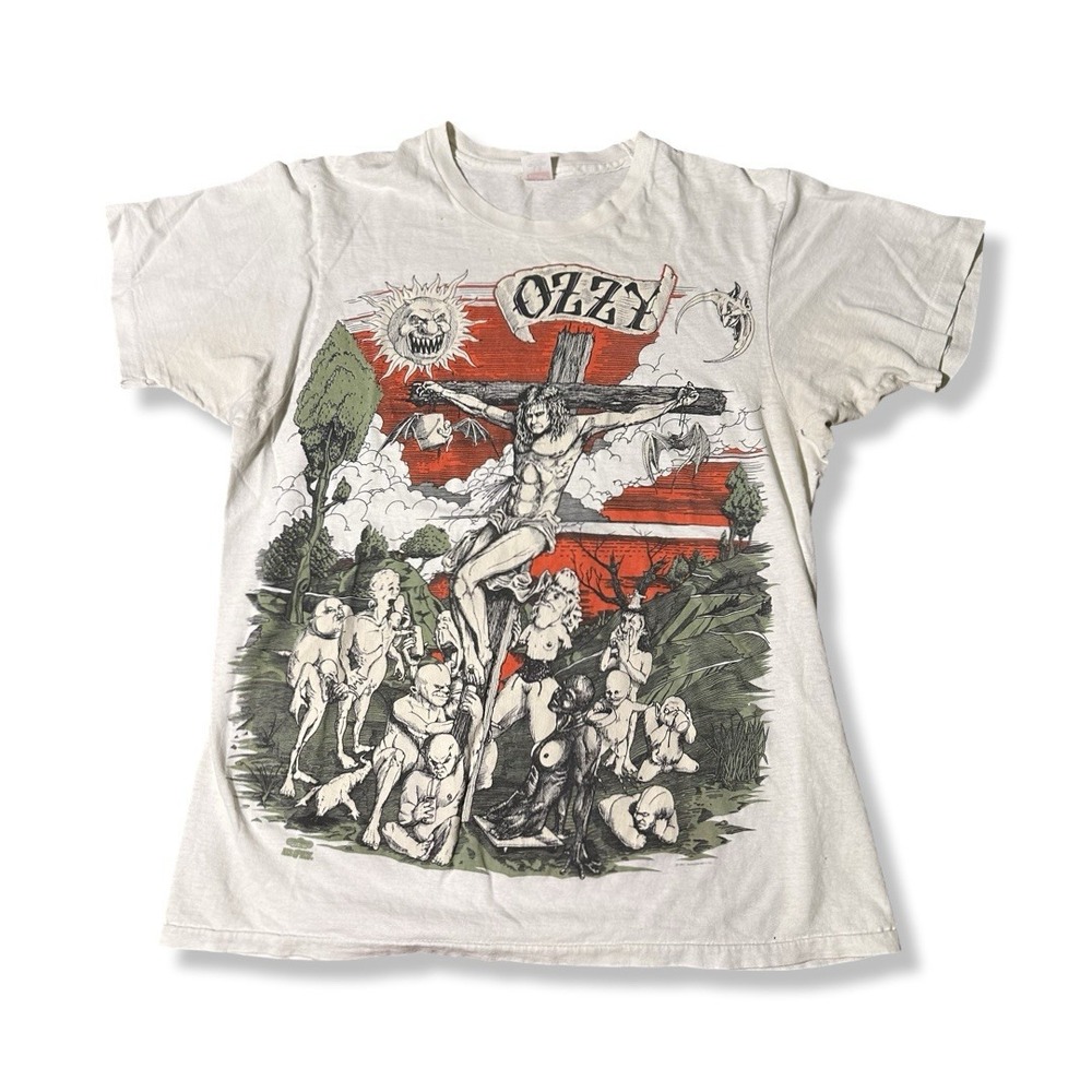 Vintage Ozzy Osbourne Crucifixion Glow in the dark shirt 1991 Hanes L Band Tee